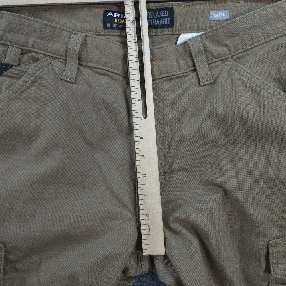 Ariat Pants Mens 34x36 Beige Rebar M4 Relaxed Straight Cargo Canvas Workwear